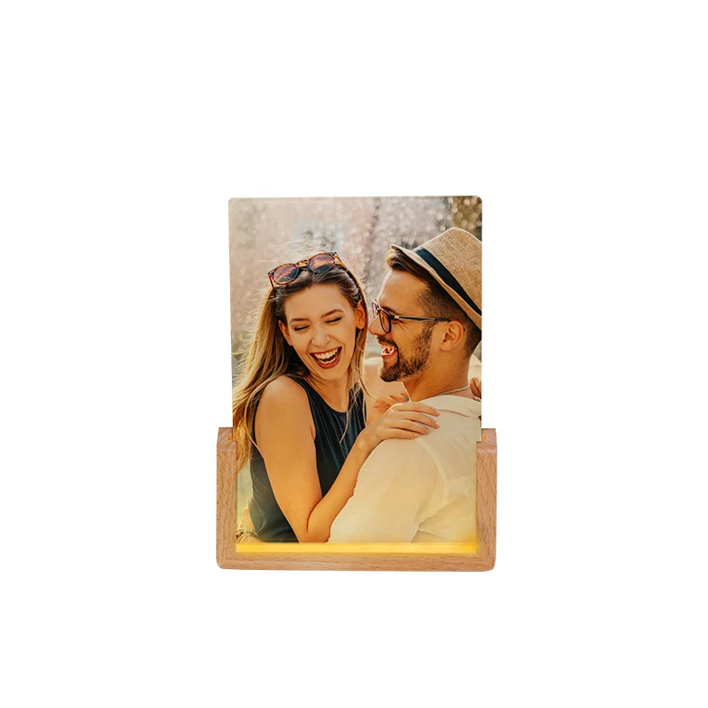 Sublimation Glass Frame with LED Wood Base (5x7 inch)