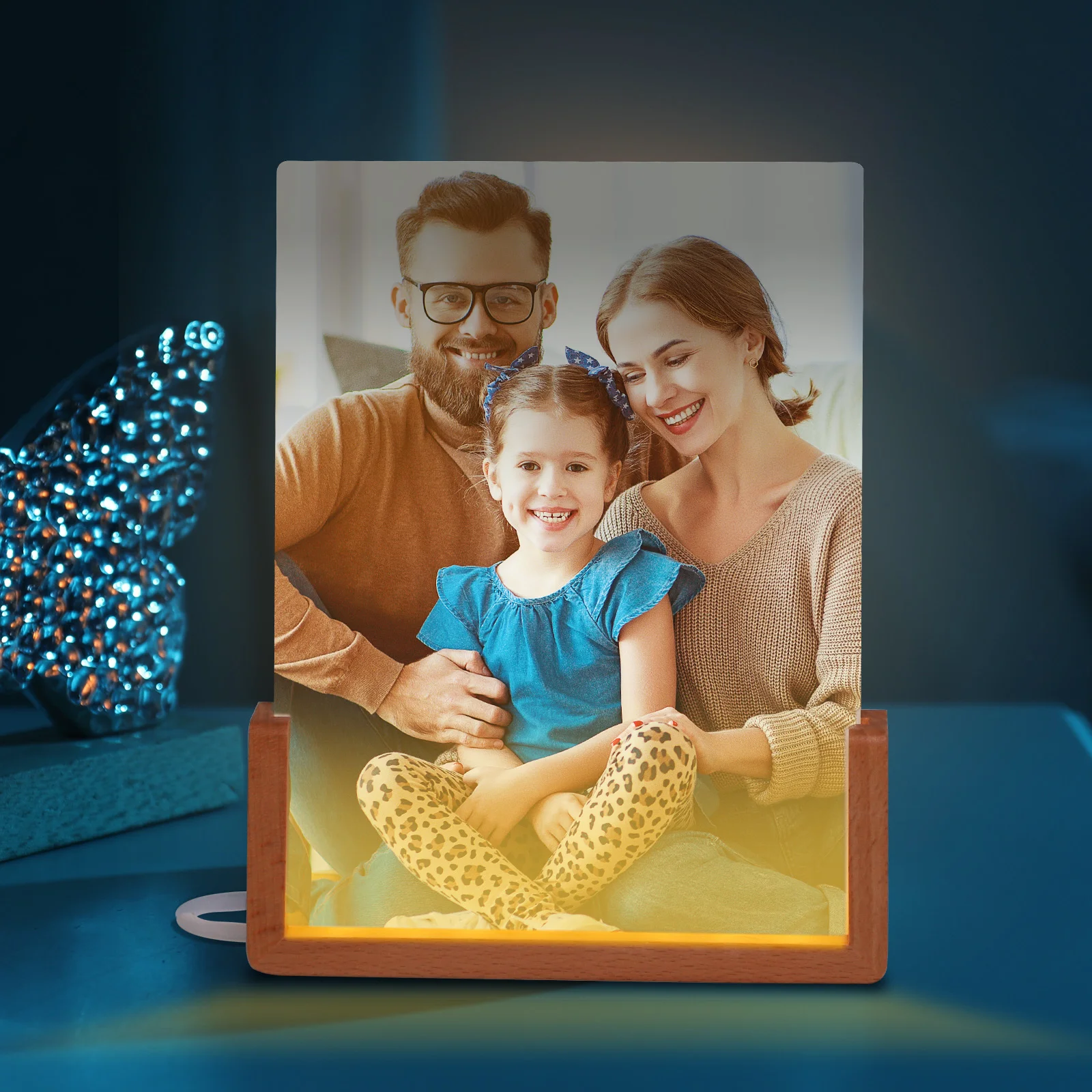 Sublimation Glass Frame with LED Wood Base (5x7 inch) thumbnail 4
