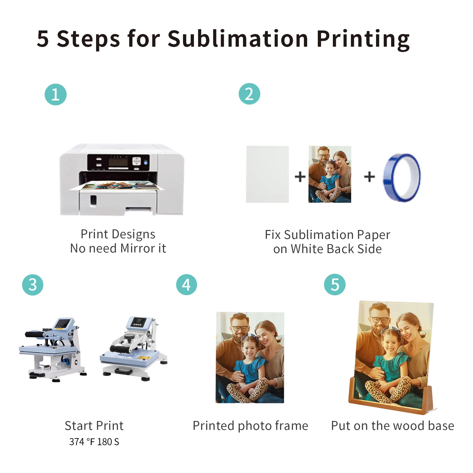 Sublimation Glass Frame with LED Wood Base (5x7 inch) thumbnail 7