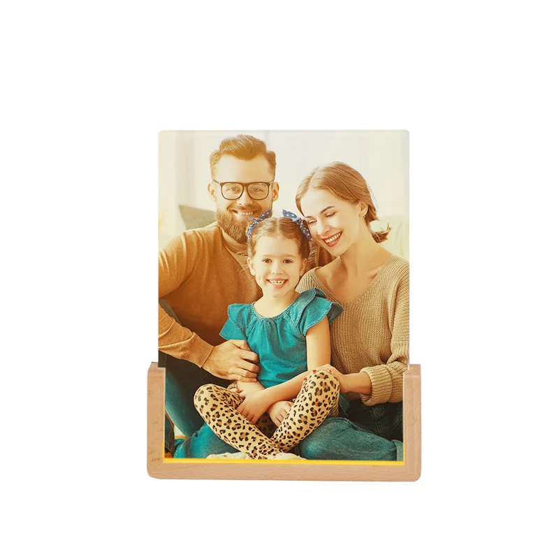 Sublimation Glass Frame with LED Wood Base (6x8 inch)
