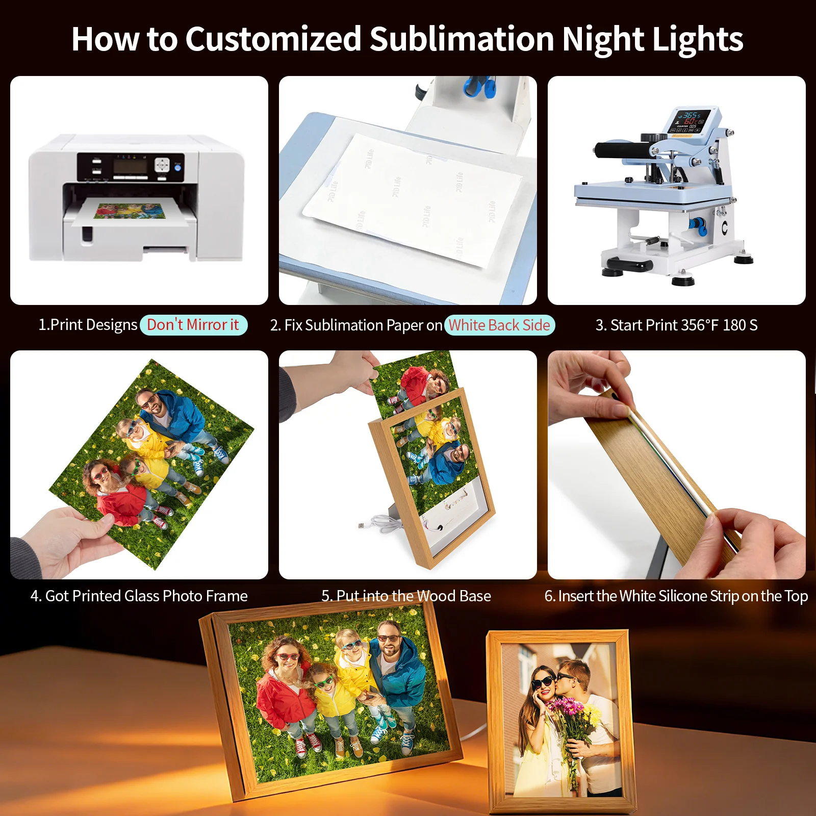 Illuminated Photo Frame with Sublimation Blank Glass Plate (A5, 5.9x 7.87 inch) thumbnail 4