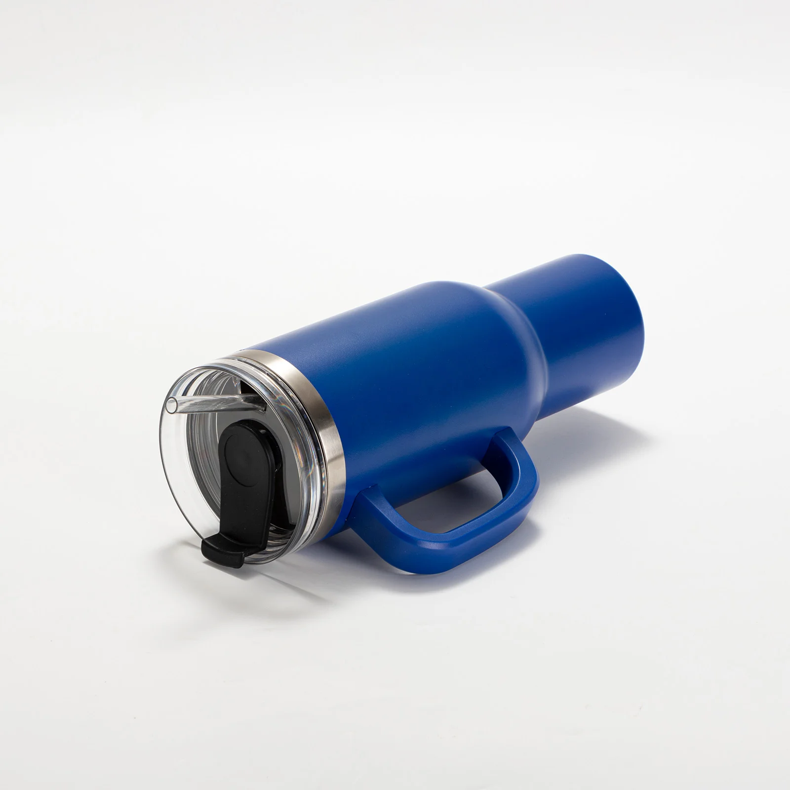 40oz/1200ml Powder Coated Stainless Steel Travel Tumbler with Lid & Straw  (Dark Blue) thumbnail 6