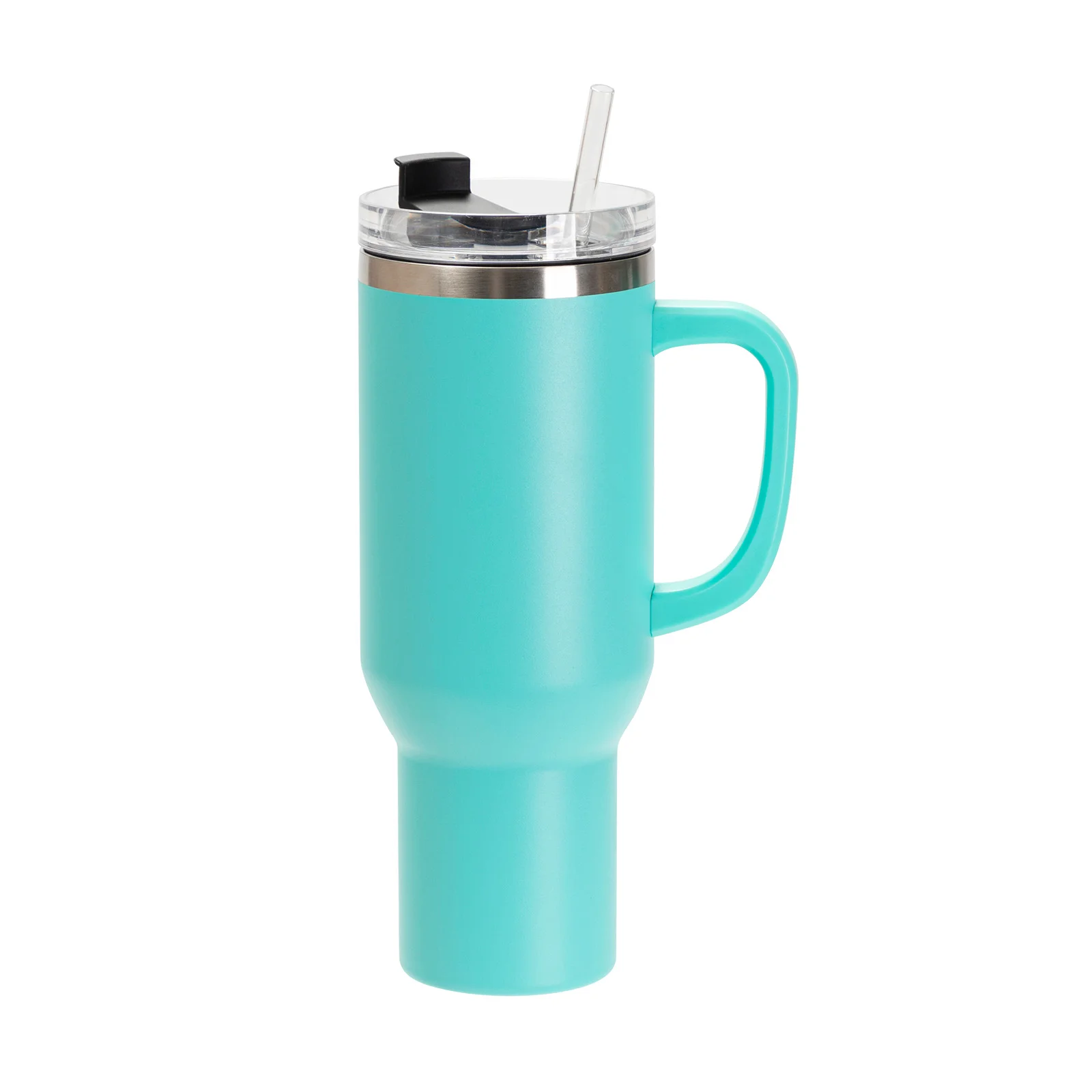 40oz/1200ml Powder Coated Stainless Steel Travel Tumbler with Lid & Straw (Mint Green)