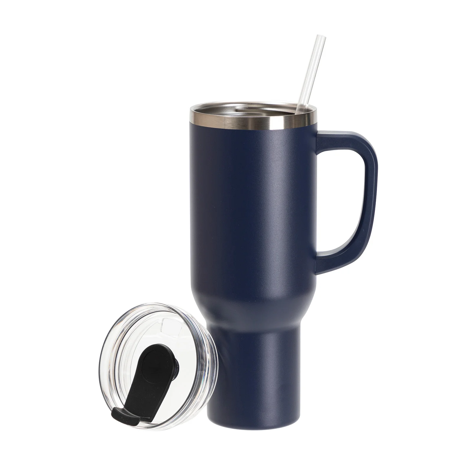 40oz/1200ml Powder Coated Stainless Steel Travel Tumbler with Lid & Straw  (Cyan) thumbnail 4