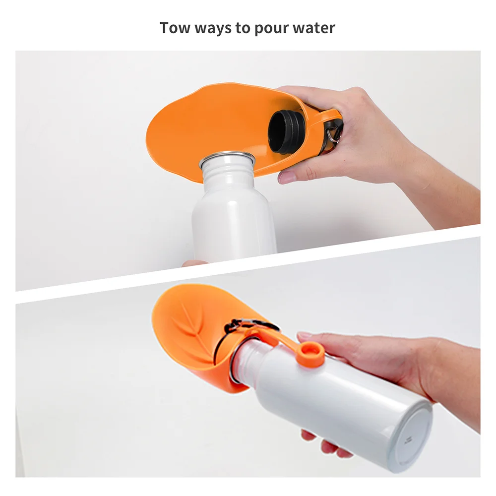 20OZ 600ml White Stainless Steel Pet Travel Bottle with Orange Silicon Dispenser & Carabiner thumbnail 6