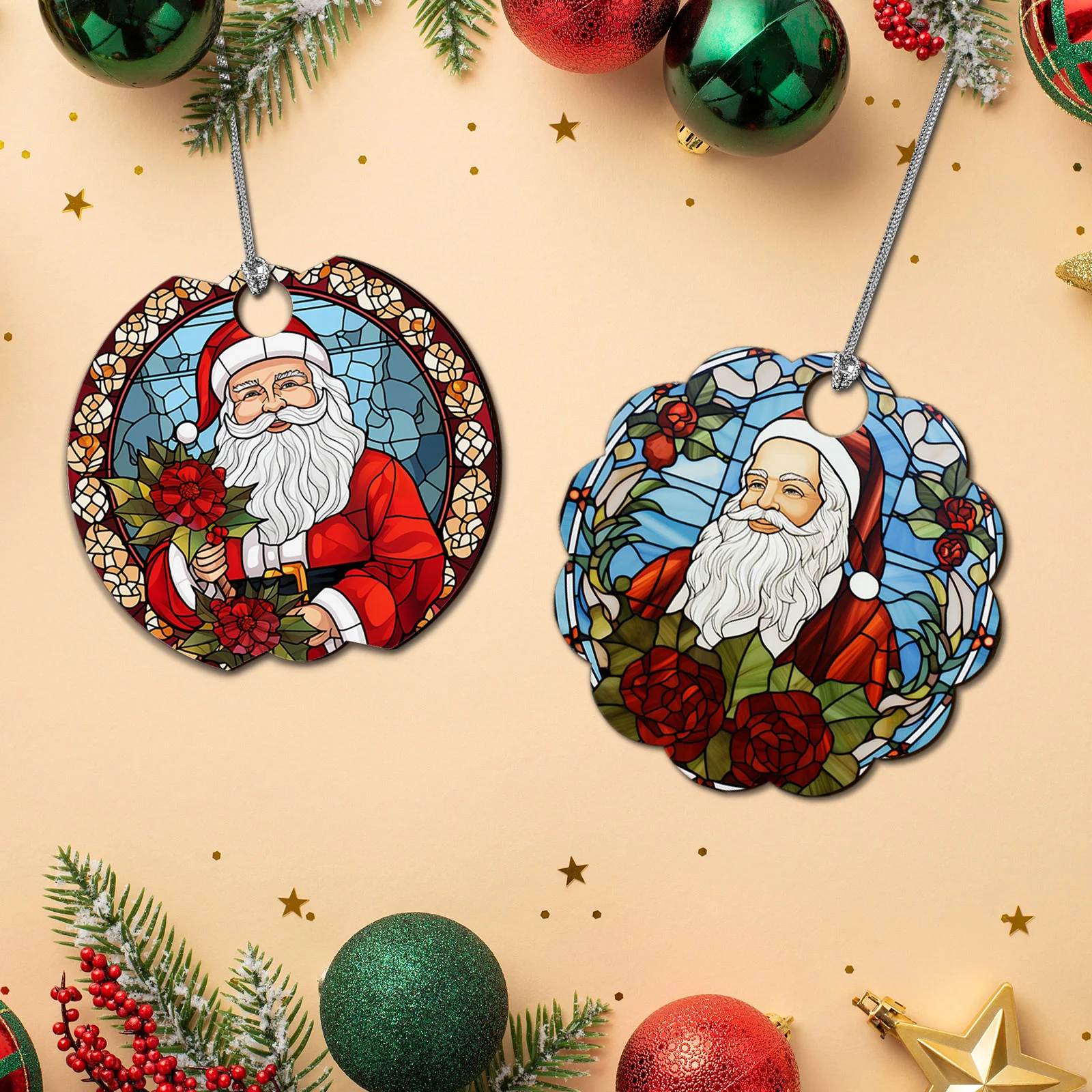 Sublimation Christmas Ball Ornaments Hardboard Hanging Tree Decor Ornament (Lantern, 7.6*9.6*0.3cm) thumbnail 6