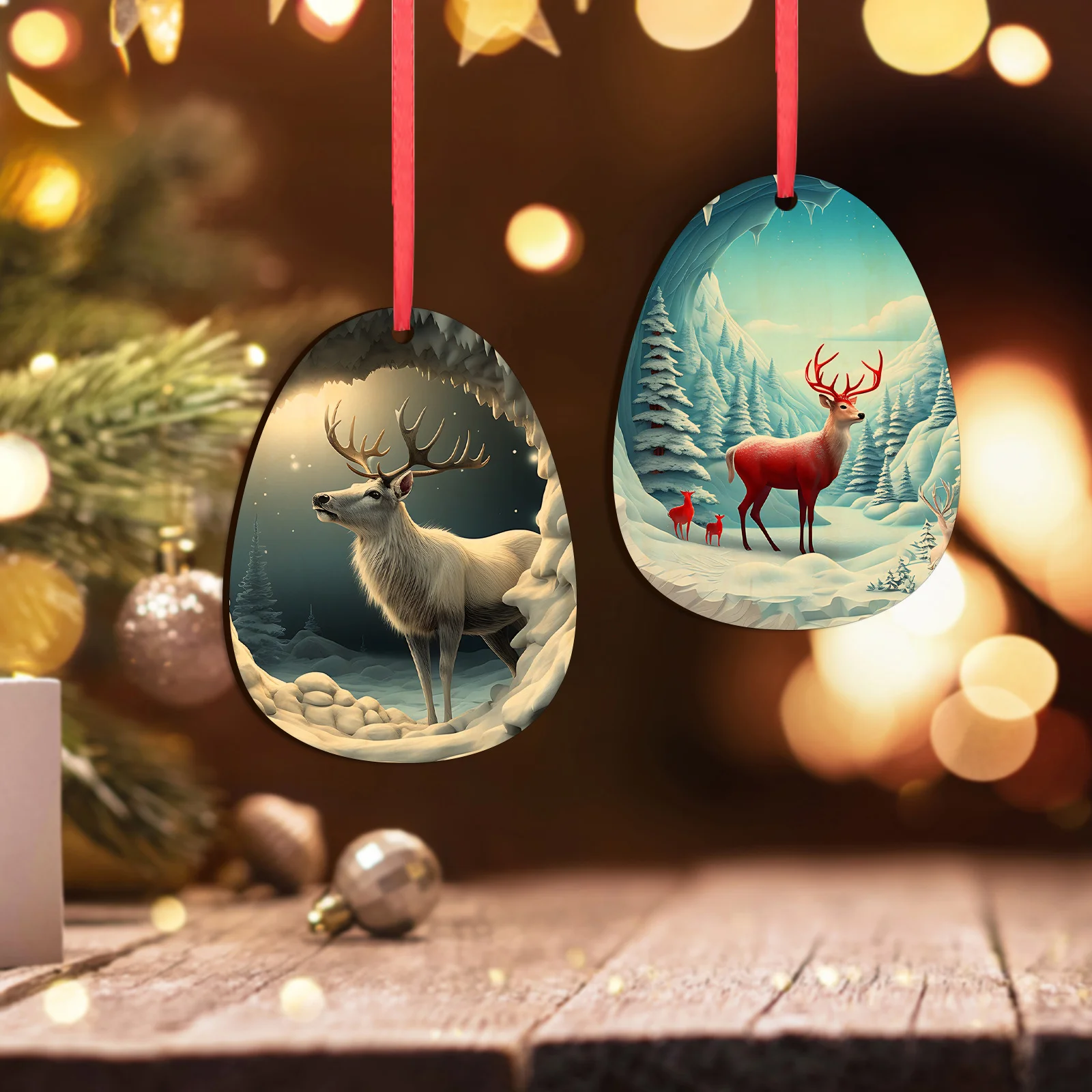 Sublimation Christmas Ball Ornaments Hardboard Hanging Tree Decor Ornament (Lantern, 7.6*9.6*0.3cm) thumbnail 7