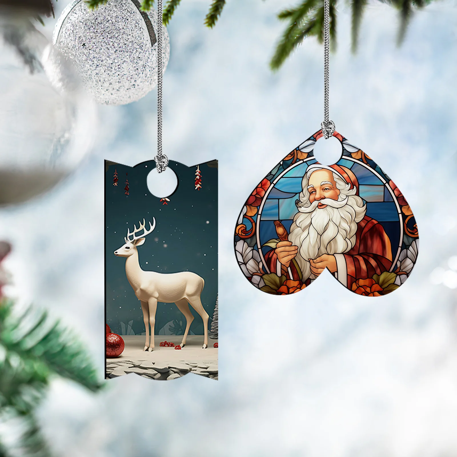 Sublimation Christmas Ball Ornaments Hardboard Hanging Tree Decor Ornament (Lantern, 7.6*9.6*0.3cm) thumbnail 10