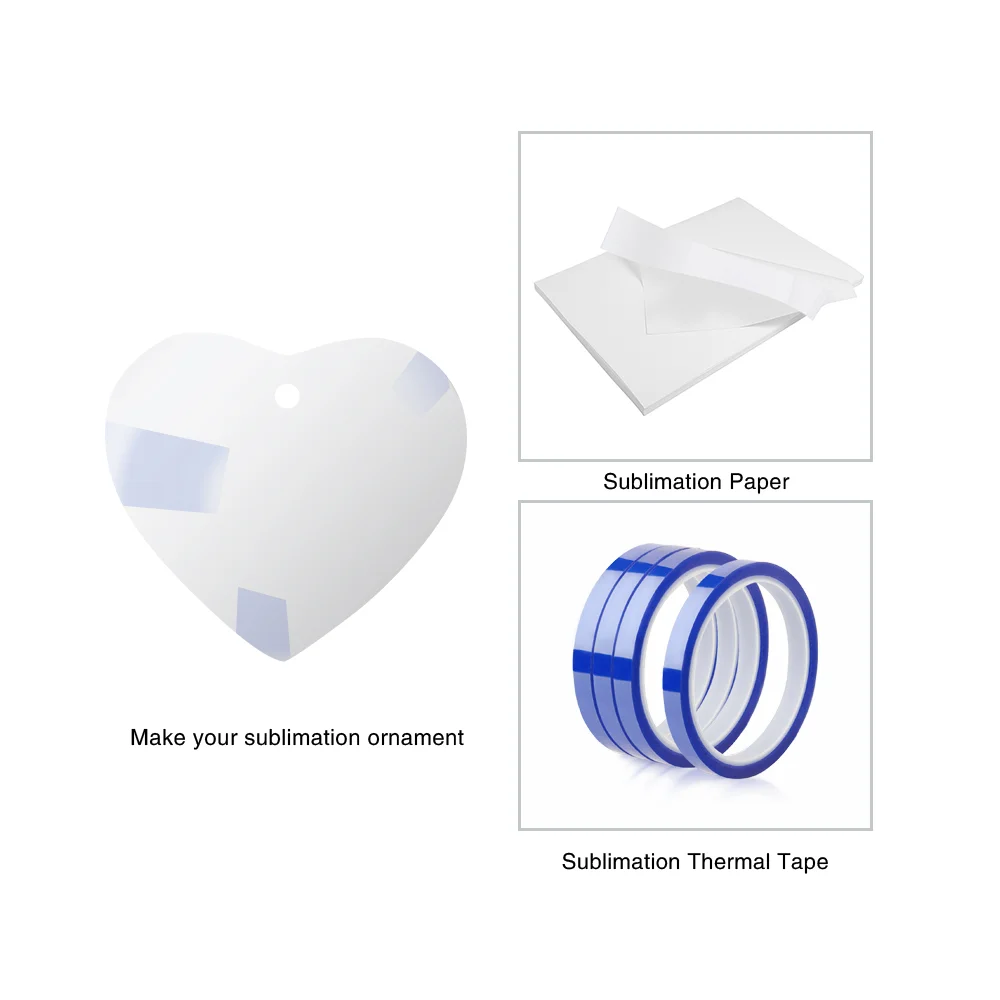 Sublimation Ornament Blanks Ceramic Hanging Christmas Ornaments (3inch, Heart) thumbnail 3