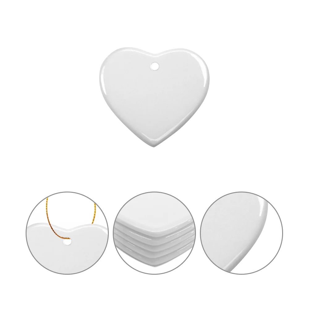Sublimation Ornament Blanks Ceramic Hanging Christmas Ornaments (3inch, Heart) thumbnail 5