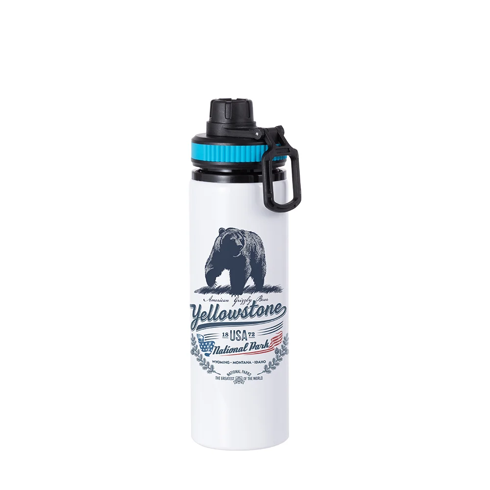 Alu Water Bottle with Blue Cap(28oz/850ml,Sublimation Blank,White) thumbnail 3