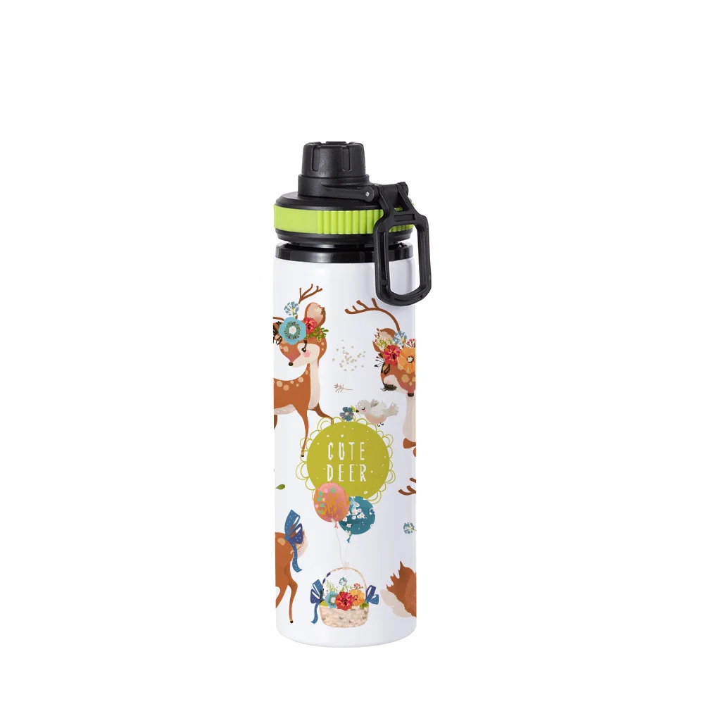 Alu Water Bottle with Green Cap(28oz/850ml,Sublimation Blank,White) thumbnail 2