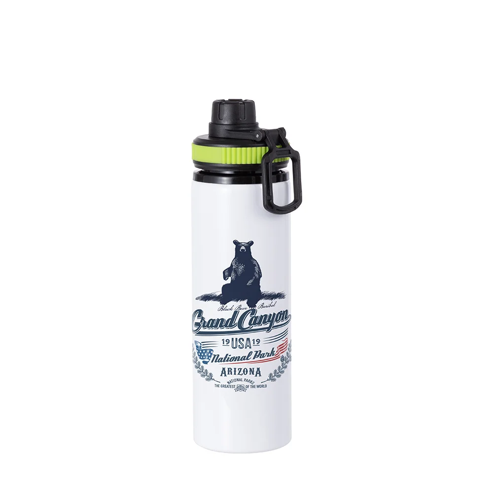 Alu Water Bottle with Green Cap(28oz/850ml,Sublimation Blank,White) thumbnail 3