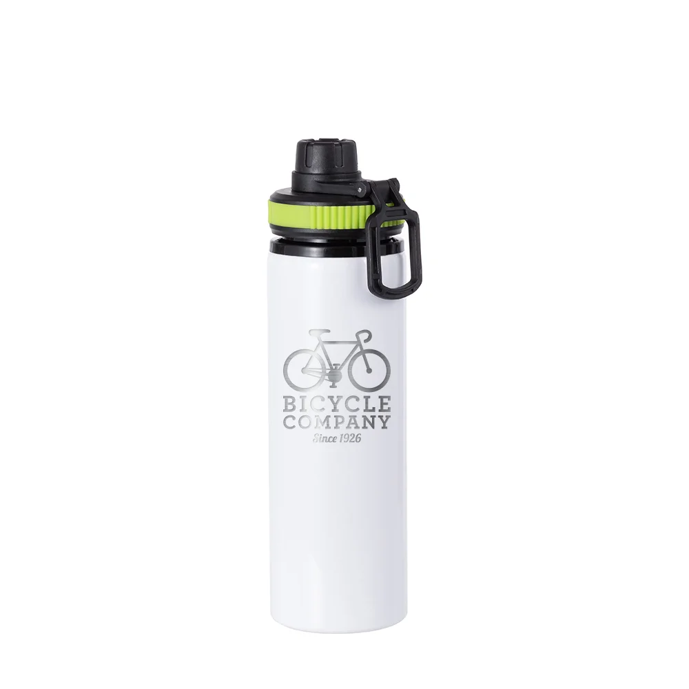 Alu Water Bottle with Green Cap(28oz/850ml,Sublimation Blank,White) thumbnail 4