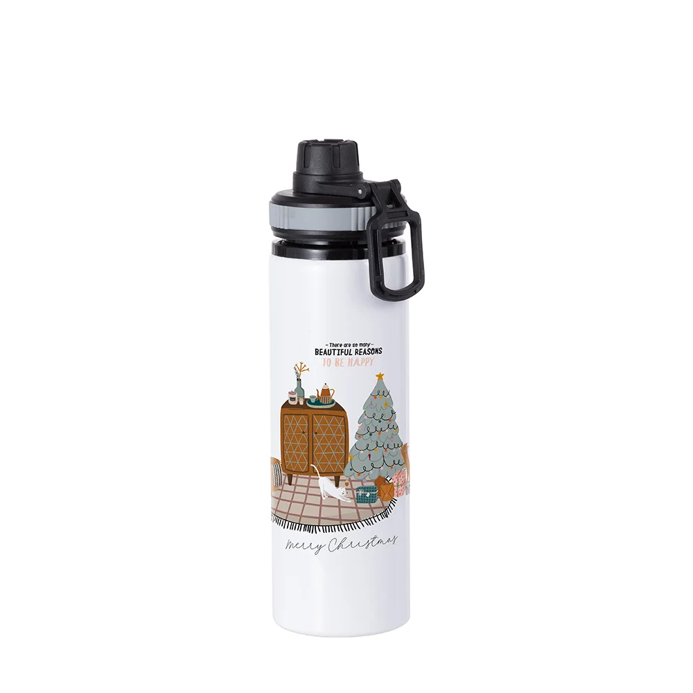 Alu Water Bottle with Gray Cap(28oz/850ml,Sublimation Blank,White) thumbnail 2