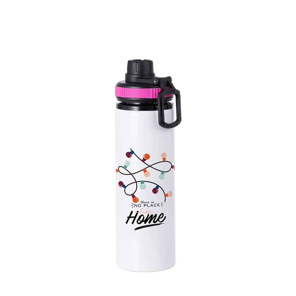 Alu Water Bottle with Rose Red Cap(28oz/850ml,Sublimation Blank,White) thumbnail 2