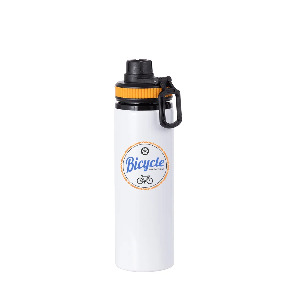 Alu Water Bottle with Yellow Cap(28oz/850ml,Sublimation Blank,White) thumbnail 3