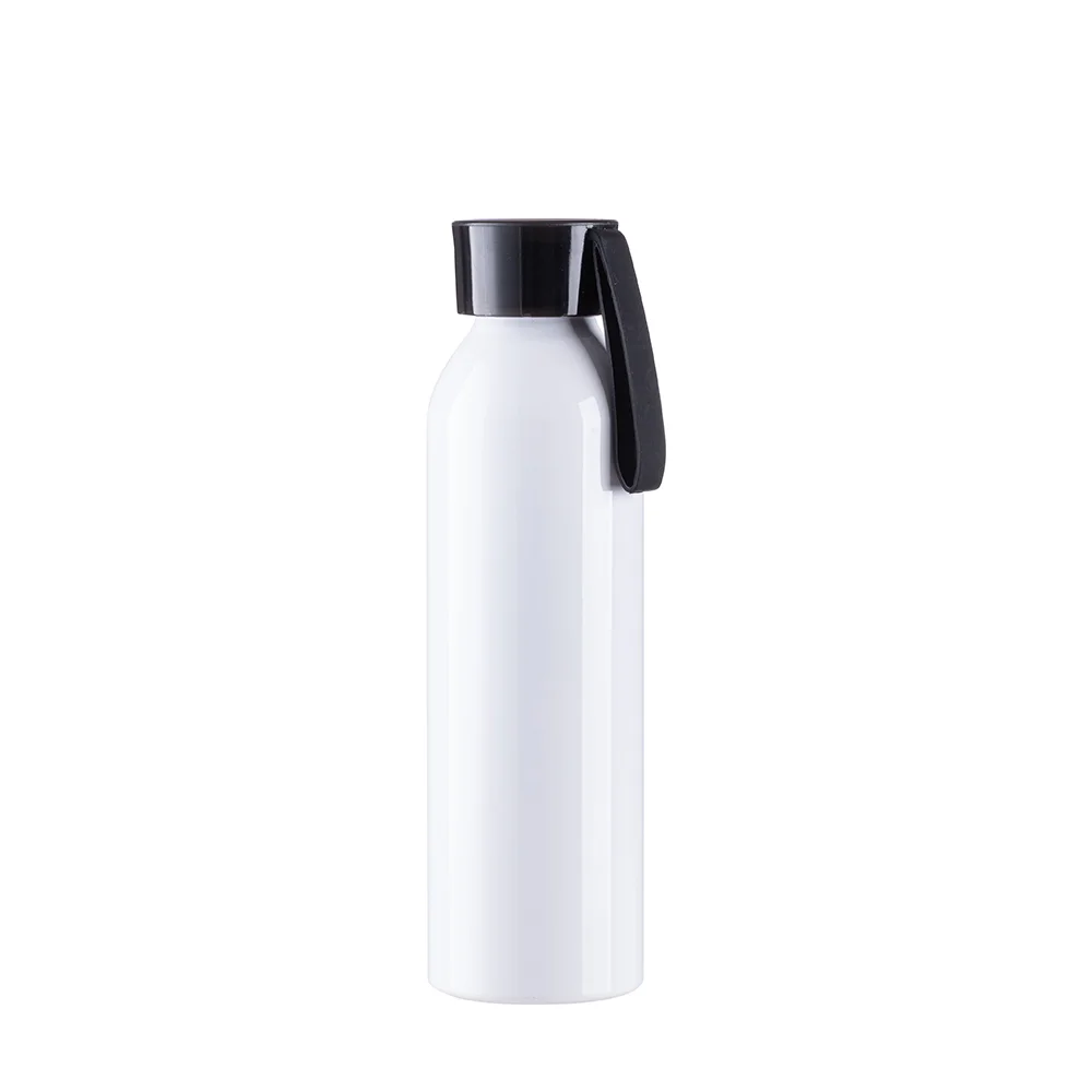 22oz/650ml Portable Sports Slim Aluminum bottle With Black Cap(White) thumbnail 1