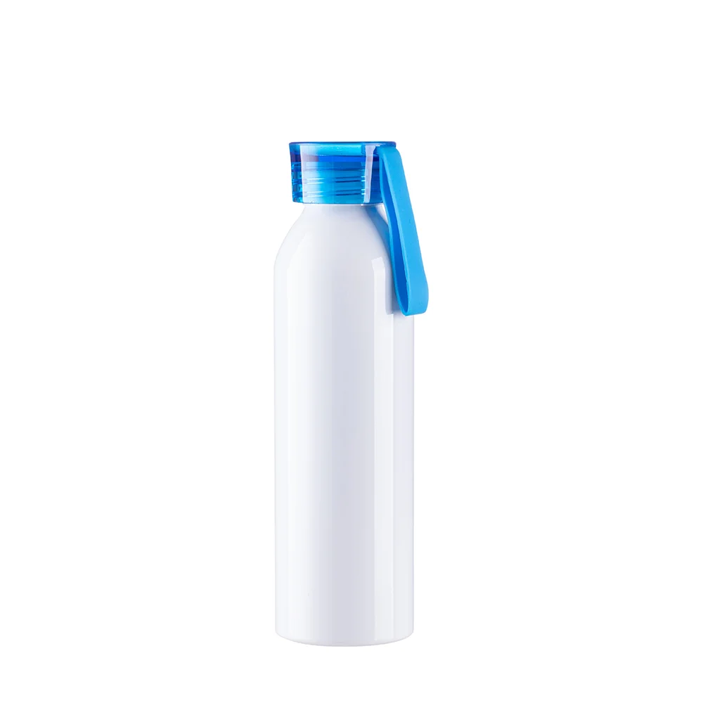 22oz/650ml Portable Sports Slim Aluminum bottle With Blue Cap(White) thumbnail 1