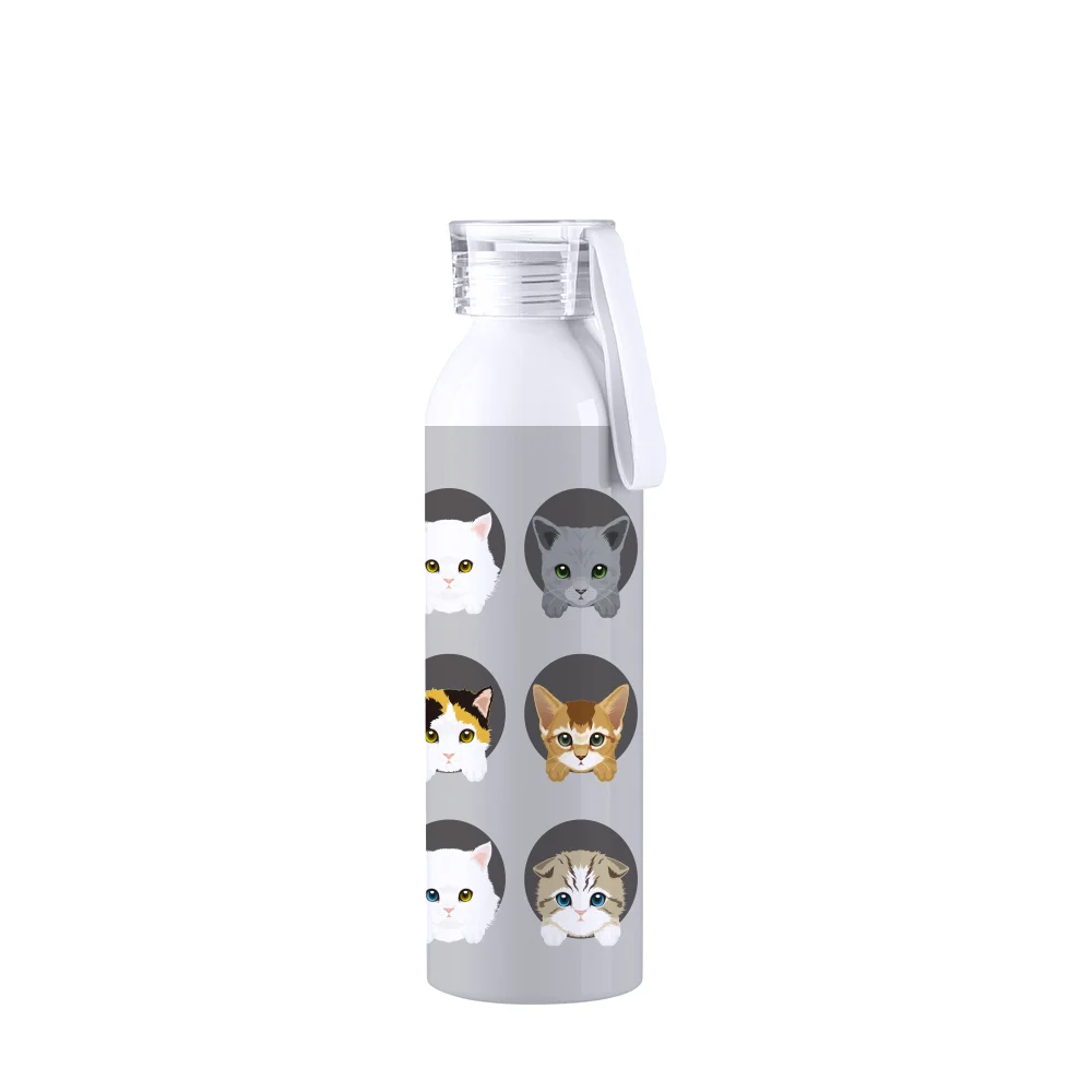 22oz/650ml Portable Sports Slim Aluminum bottle With Clear Cap(White) thumbnail 2