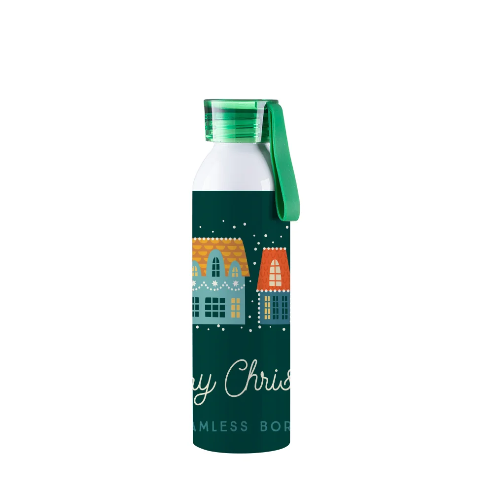 22oz/650ml Portable Sports Slim Aluminum bottle With Green Cap(White) thumbnail 2