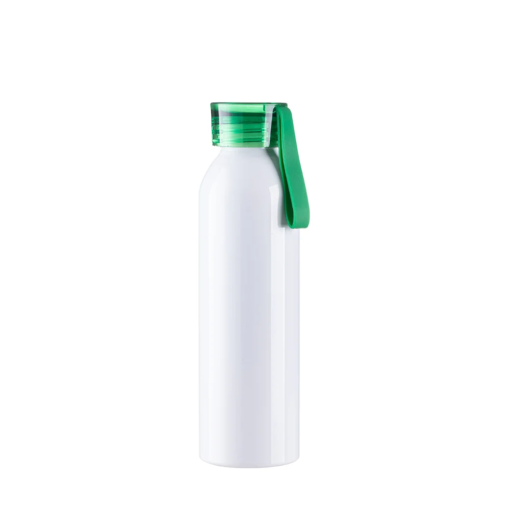 22oz/650ml Portable Sports Slim Aluminum bottle With Green Cap(White) thumbnail 1