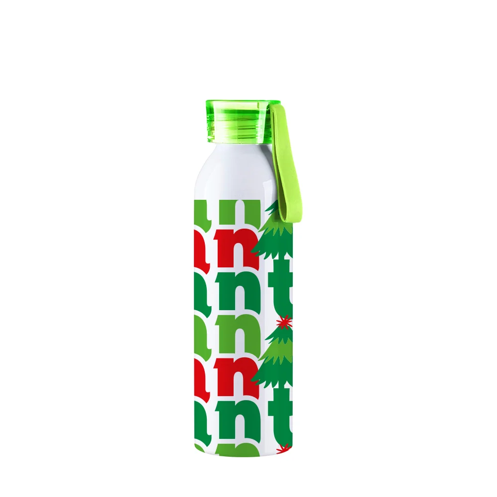 22oz/650ml Portable Sports Slim Aluminum bottle With Light Green Cap(White) thumbnail 2