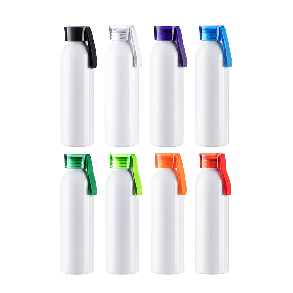 22oz/650ml Portable Sports Slim Aluminum bottle With Light Green Cap(White) thumbnail 3