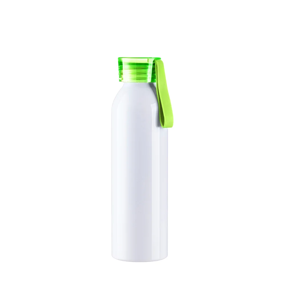 22oz/650ml Portable Sports Slim Aluminum bottle With Light Green Cap(White) thumbnail 1