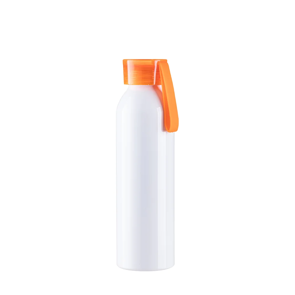 22oz/650ml Portable Sports Slim Aluminum bottle With Orange Cap(White) thumbnail 1