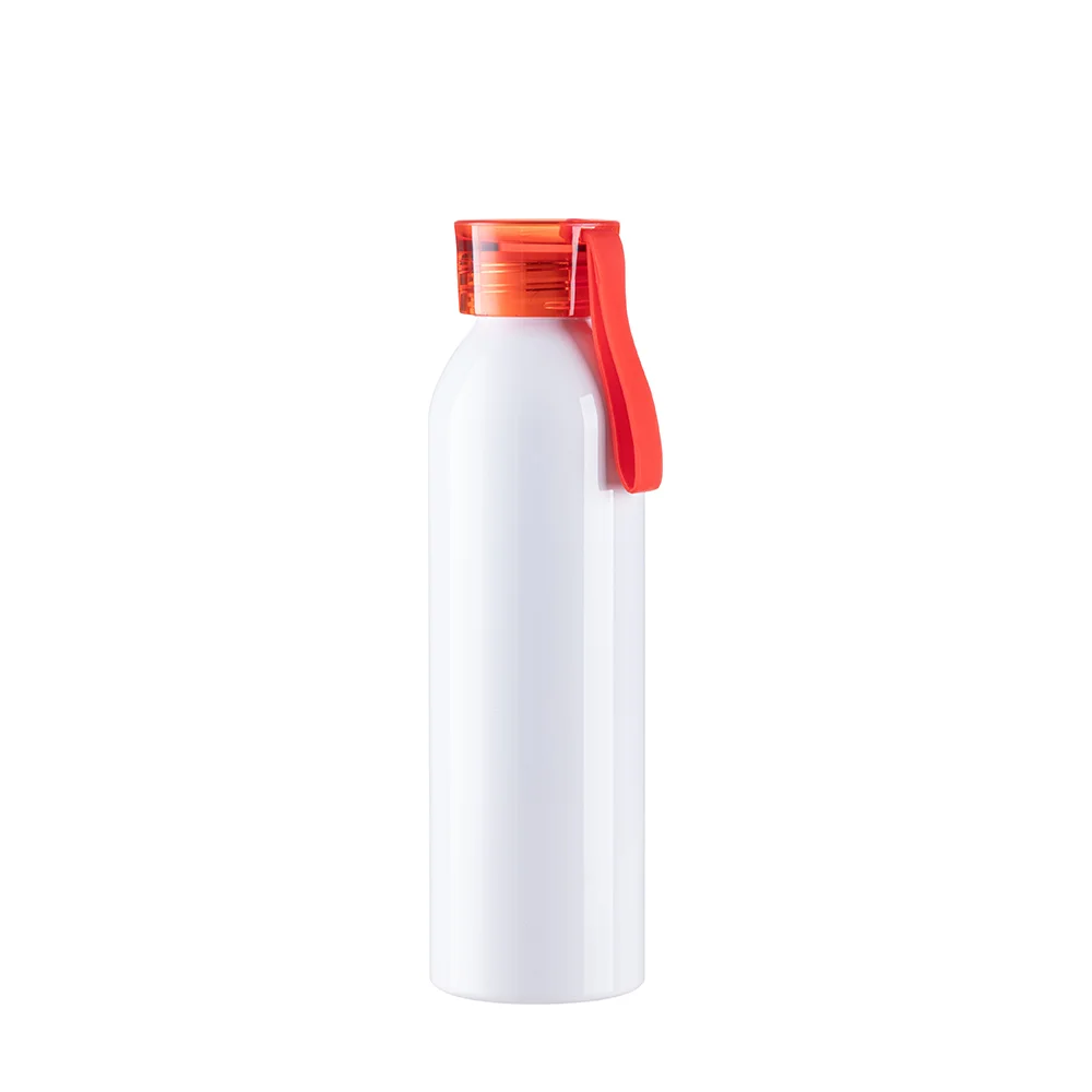22oz/650ml Portable Sports Slim Aluminum bottle With Red Cap(White) thumbnail 1