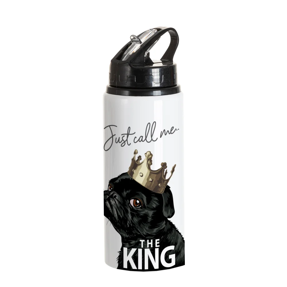 20oz/600ml White Aluminium Bottle w/ Black Straw Lid thumbnail 2