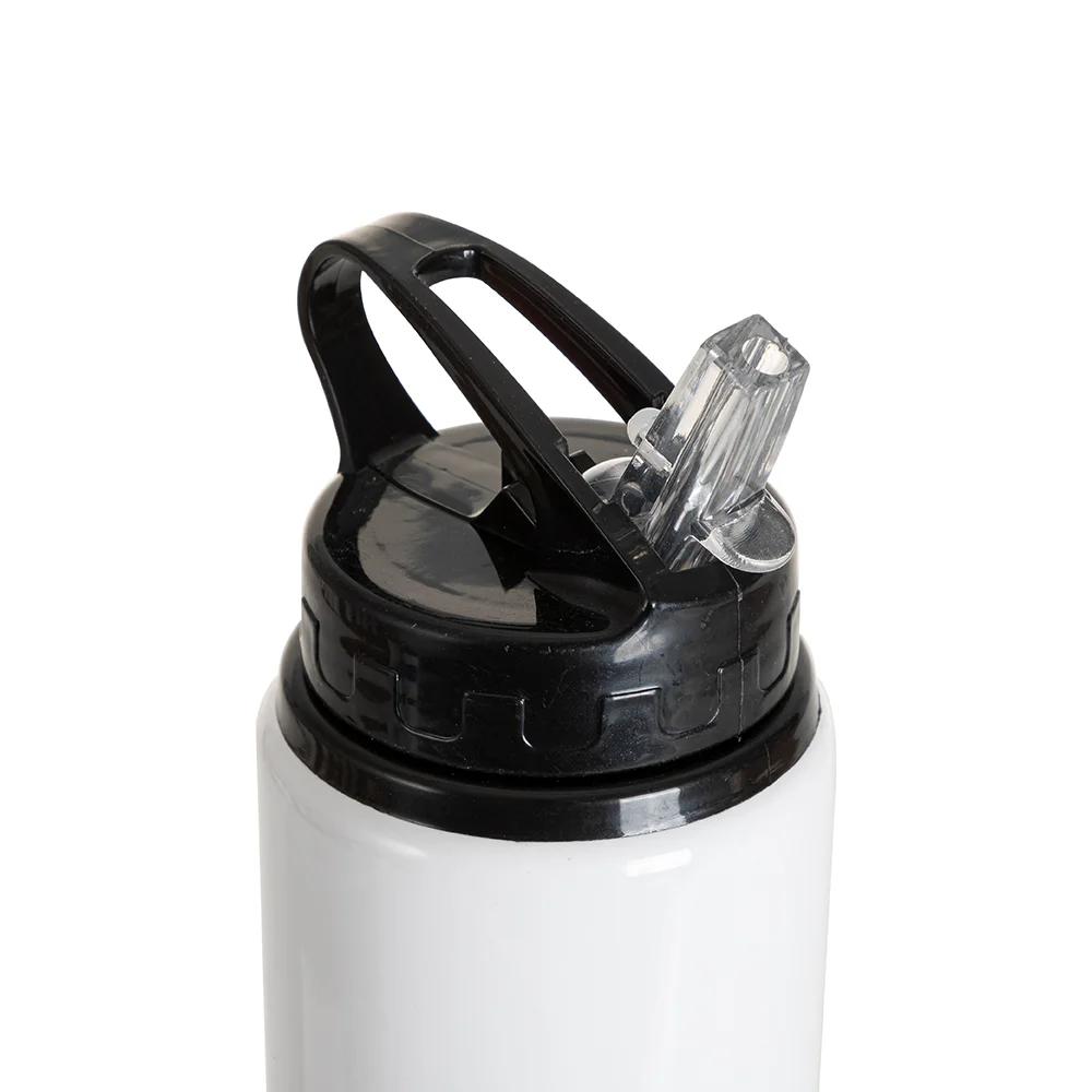 20oz/600ml White Aluminium Bottle w/ Black Straw Lid thumbnail 5