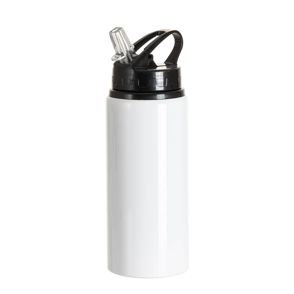 20oz/600ml White Aluminium Bottle w/ Black Straw Lid thumbnail 6