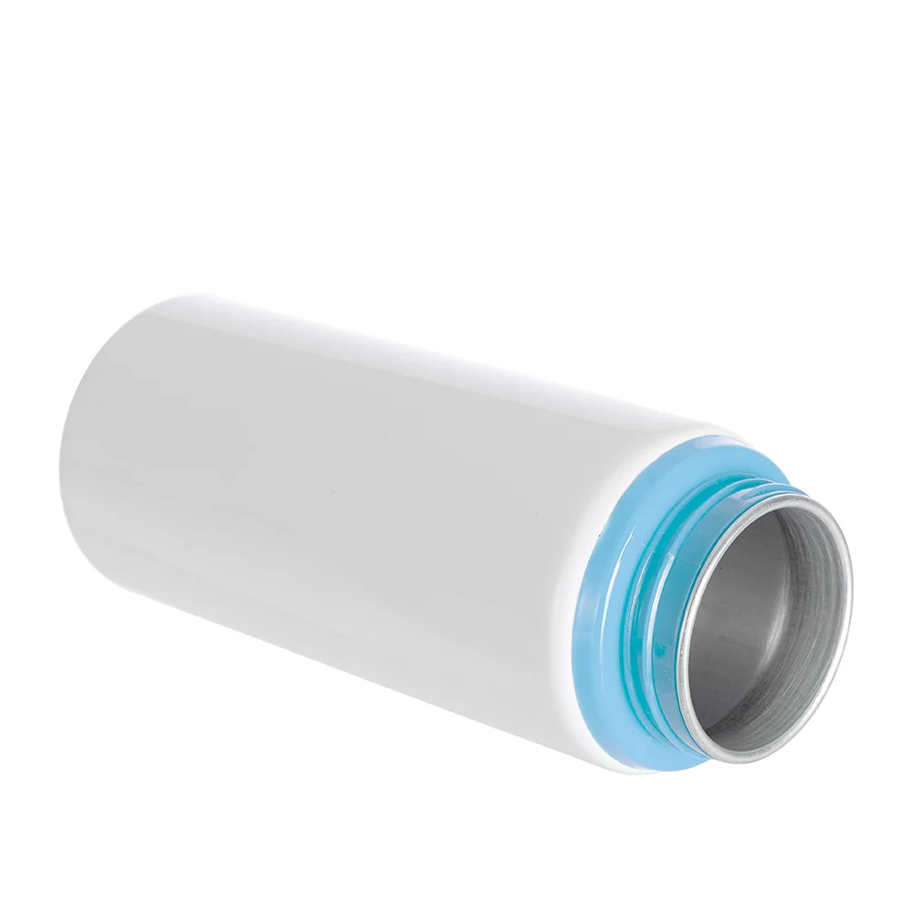 20oz/600ml White Aluminium Bottle w/ Light Blue Straw Lid thumbnail 3