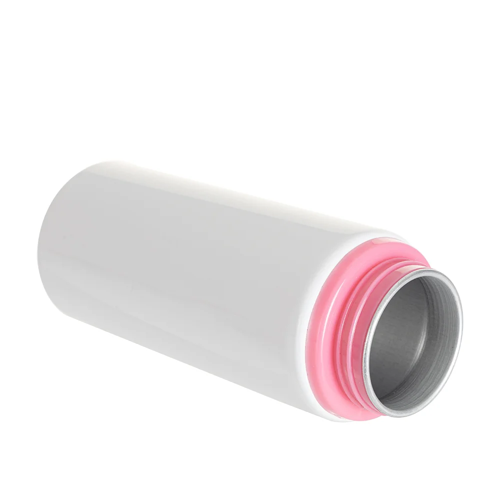 20oz/600ml White Aluminium Bottle w/ Pink Straw Lid thumbnail 4