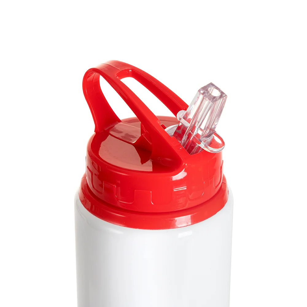 20oz/600ml White Aluminium Bottle w/ Red Straw Lid thumbnail 5