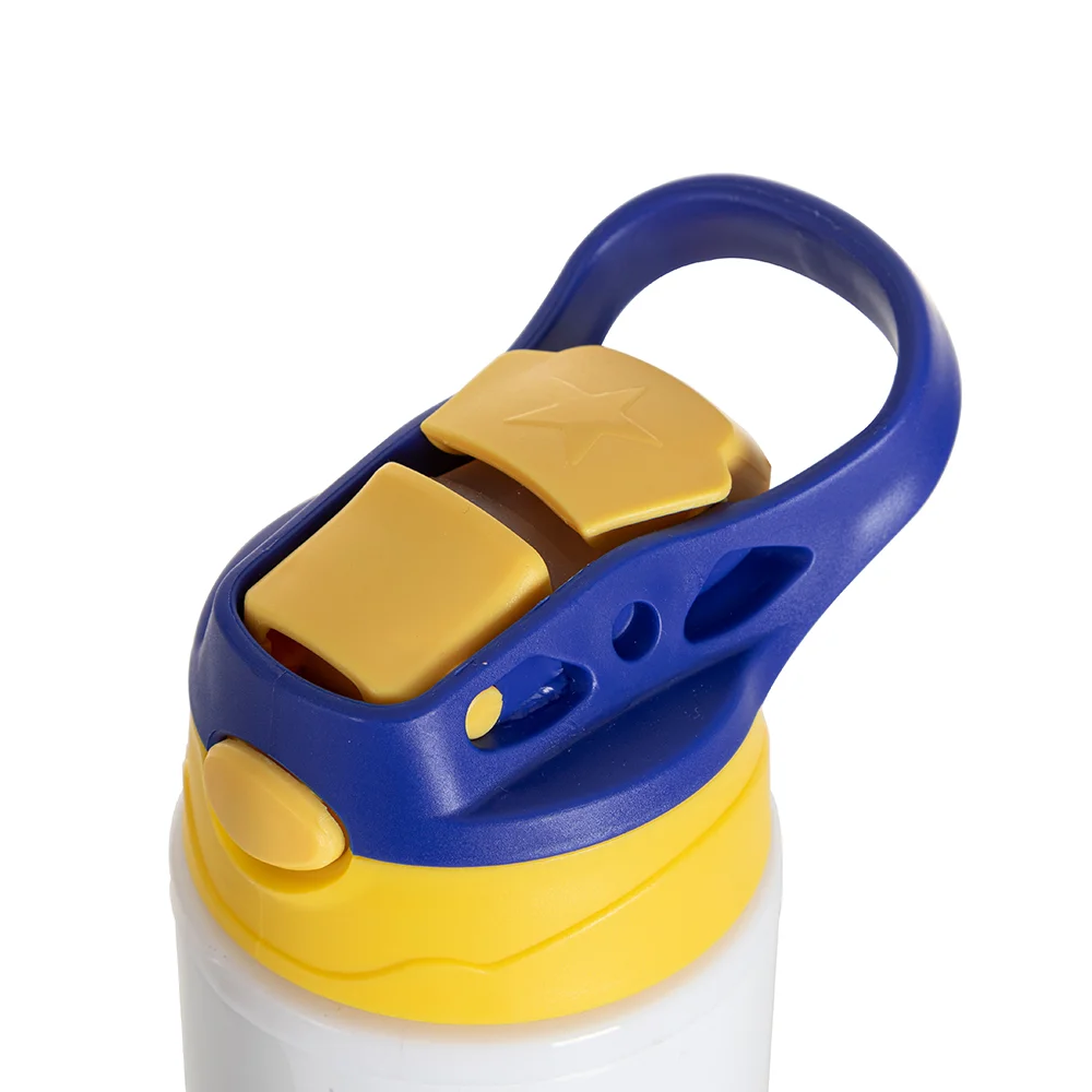 17OZ/500ml White Aluminium Water Bottle with Yellow/ Blue Lid thumbnail 4