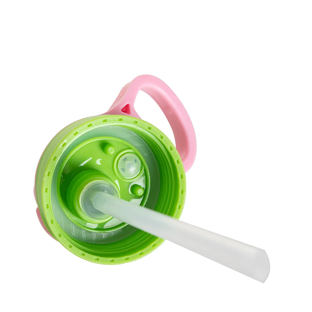 17OZ/500ml White Aluminium Water Bottle with Green/ Pink Lid thumbnail 3