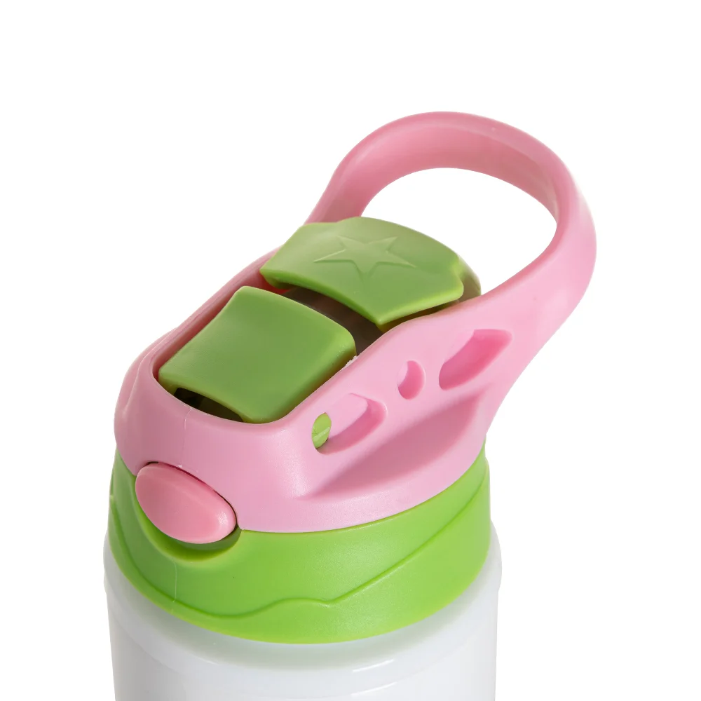 17OZ/500ml White Aluminium Water Bottle with Green/ Pink Lid thumbnail 4
