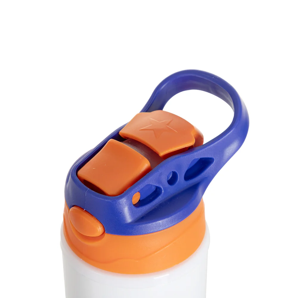17OZ/500ml White Aluminium Water Bottle with Orange/ Blue Lid thumbnail 5