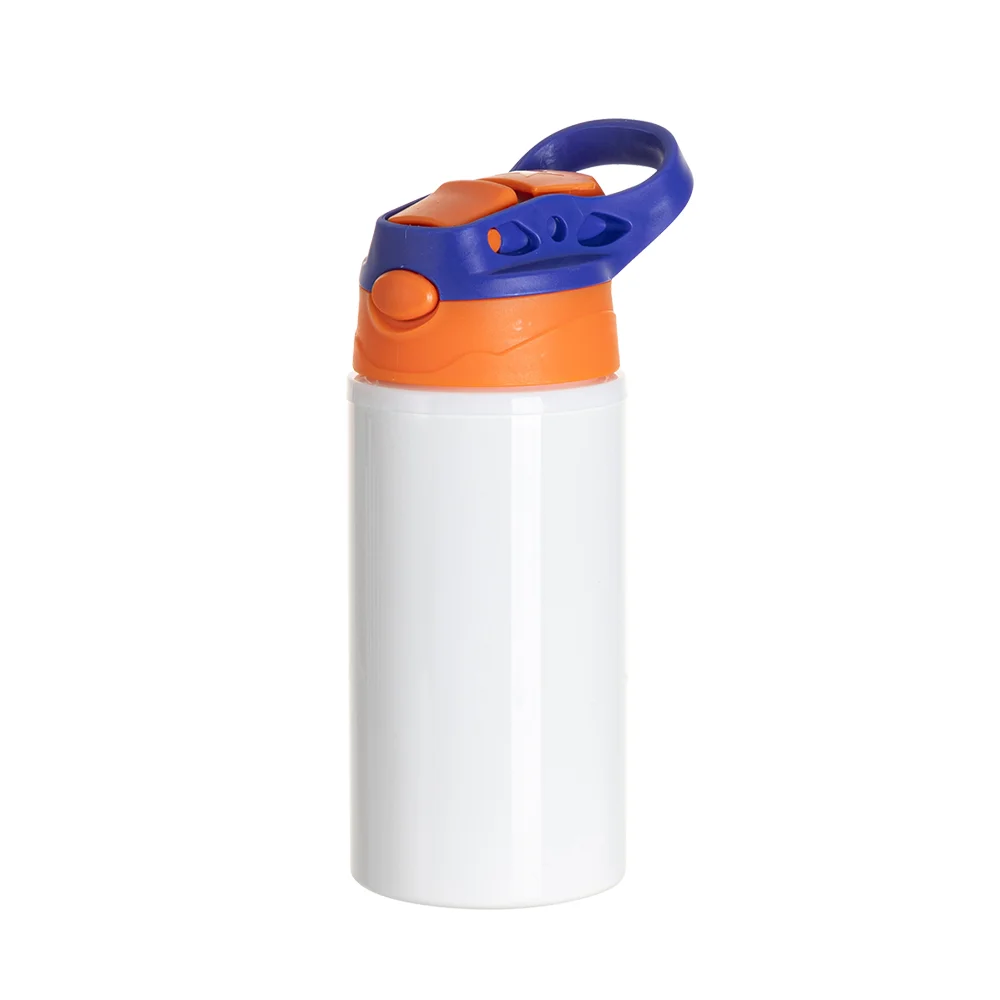 17OZ/500ml White Aluminium Water Bottle with Orange/ Blue Lid - image 1