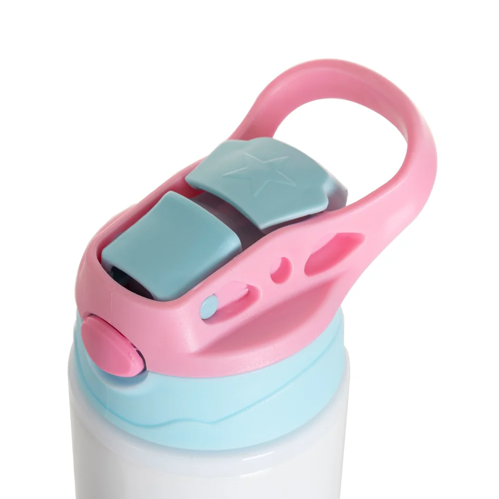 17OZ/500ml White Aluminium Water Bottle with Light Blue/ Pink Lid thumbnail 4