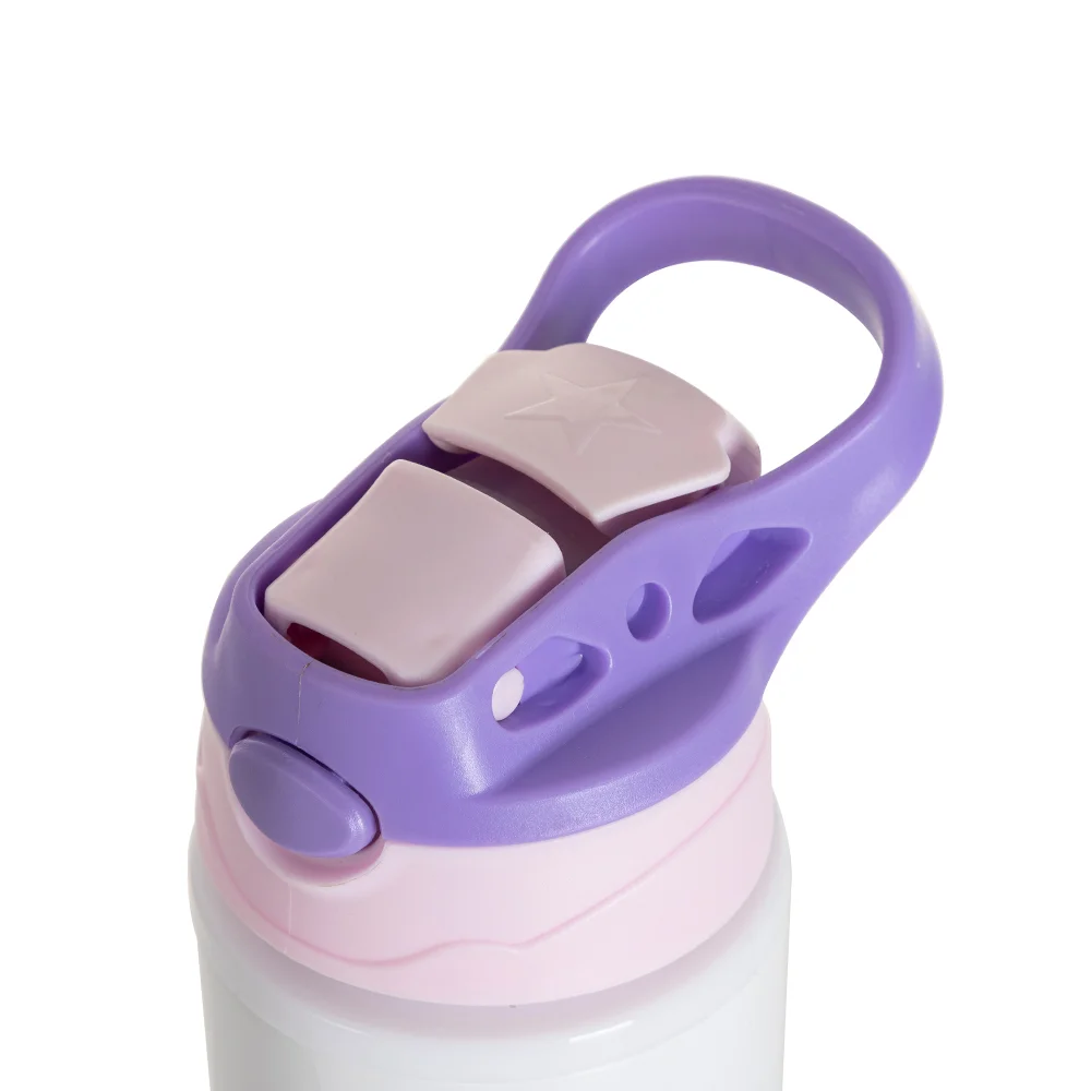 17OZ/500ml White Aluminium Water Bottle with Pink/ Purple Lid thumbnail 4