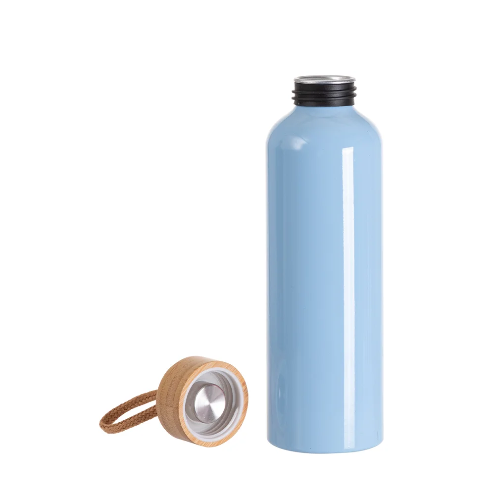 20oz/600ml Aluminum Water Bottle with Bamboo Lid (Light Blue) thumbnail 3