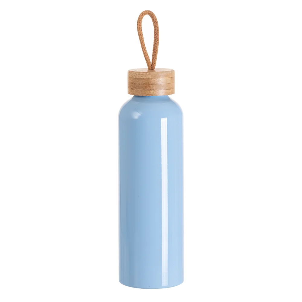 20oz/600ml Aluminum Water Bottle with Bamboo Lid (Light Blue) thumbnail 1