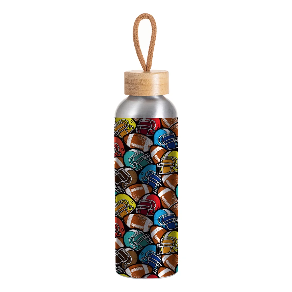 20oz/600ml Aluminum Water Bottle with Bamboo Lid (Silver) thumbnail 2