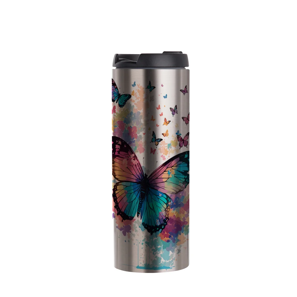 Stainless Steel Double Wall Bottle(14oz,Sublimation Blank,Silver) thumbnail 2