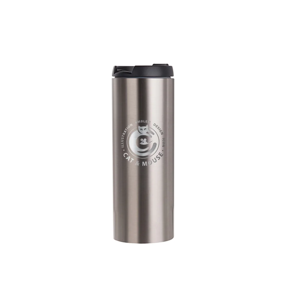 Stainless Steel Double Wall Bottle(14oz,Sublimation Blank,Silver) thumbnail 3