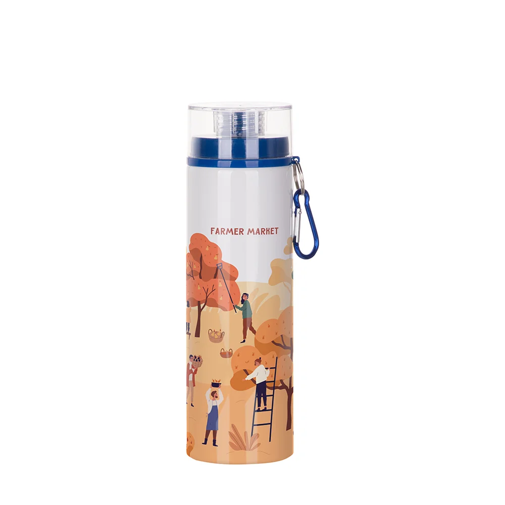 28OZ 850ml Aluminum Bottle with Blue Lid(White) thumbnail 2